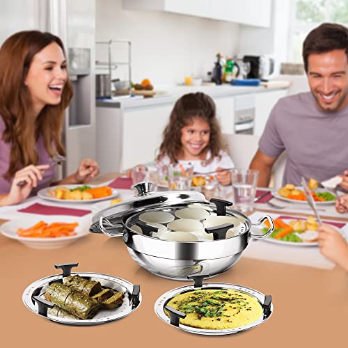 Milton Pro Cook Stainless Steel Multi-Kadhai with Lid, 26 cm