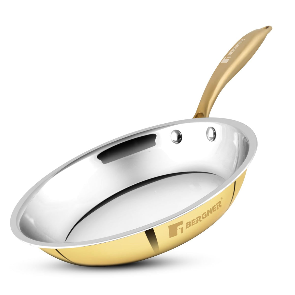 BERGNER Peetlam 24cm brass frying pan with tin coating and gold handle
