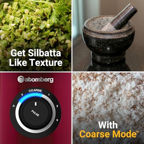 Atomberg Zenova Mixer Grinder with Unique Coarse Mode | Advanced Safety Features | 4 Jars including Chopper Jar with Hands Free Operation (Red Wine)