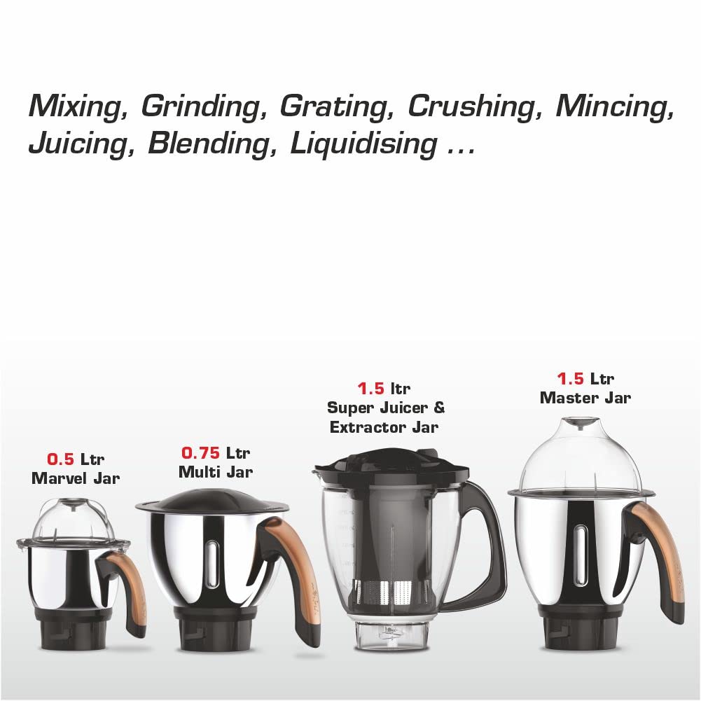 Vidiem 649 A Metallica Bronze Mixer Grinder | 1000W with 3 Jars & 1 Juicer | Self-Lock Jars