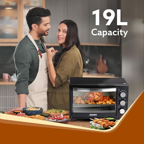 AGARO Marvel 19 Liters Oven Toaster Griller,Motorised Rotisserie Cake Baking Otg With 5 Heating Mode,(Black),1280 Watts