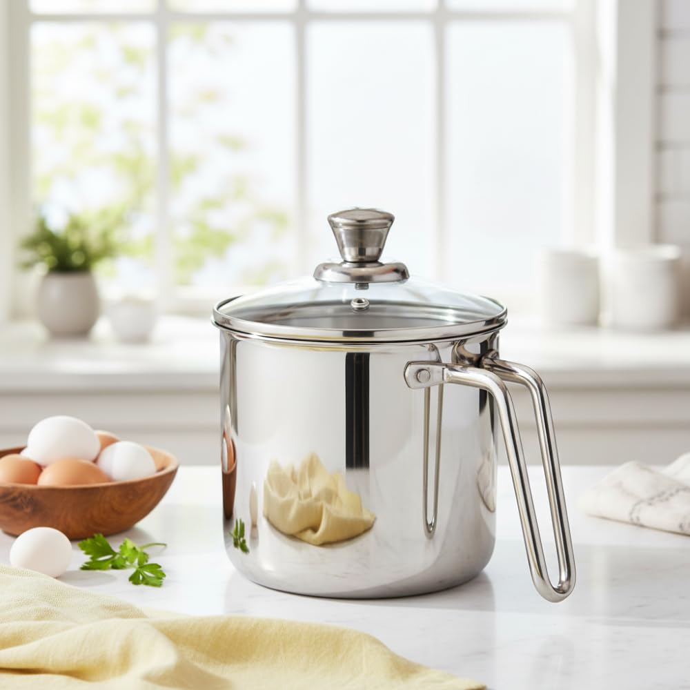 Vinod 14 cm stainless steel milk pot with riveted cool touch handle