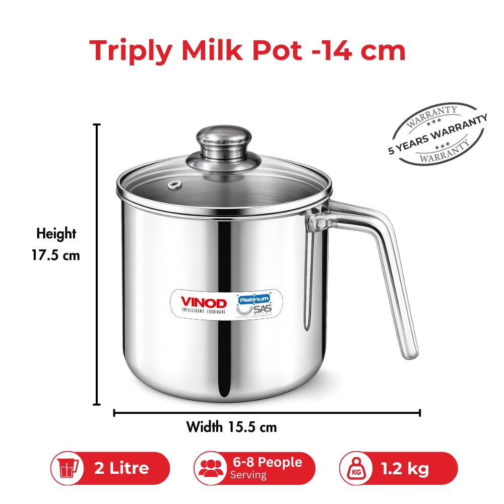 Vinod milk pot 17.5 cm height 15.5 cm width 2 litre capacity size chart