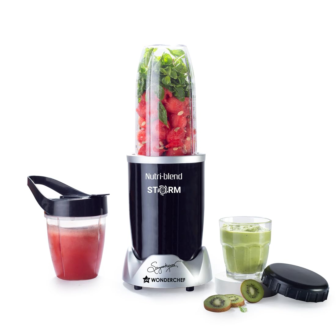 Wonderchef Nutri-blend Storm 1200W Mixer-Grinder-Blender | 100% Copper Motor | 6-Wing Blades | 2 Jars | 22000 RPM | Black