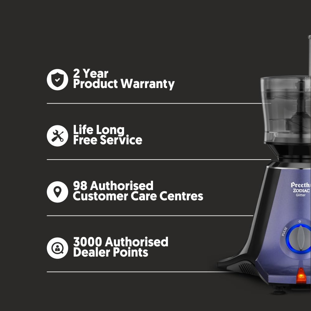 Preethi Zodiac Mixer Grinder 750 Watt, 5 Jars , 5 Yr Motor Warranty MG264 Glitter
