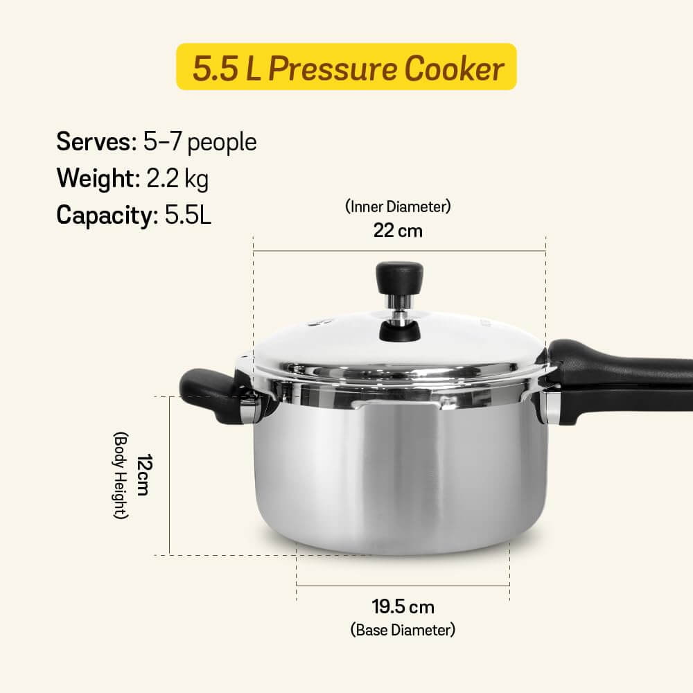 Meyer Presta Triply Pressure Cooker - Outer Lid Gas & Induction Compatible ISI Certified 5-Year Warranty