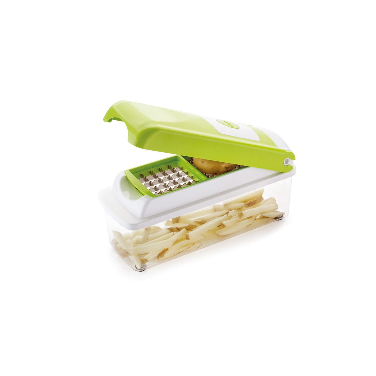 Close-up of Anjali 12-in-1 Dicer Slicer SC30 stainless steel dicing blade
