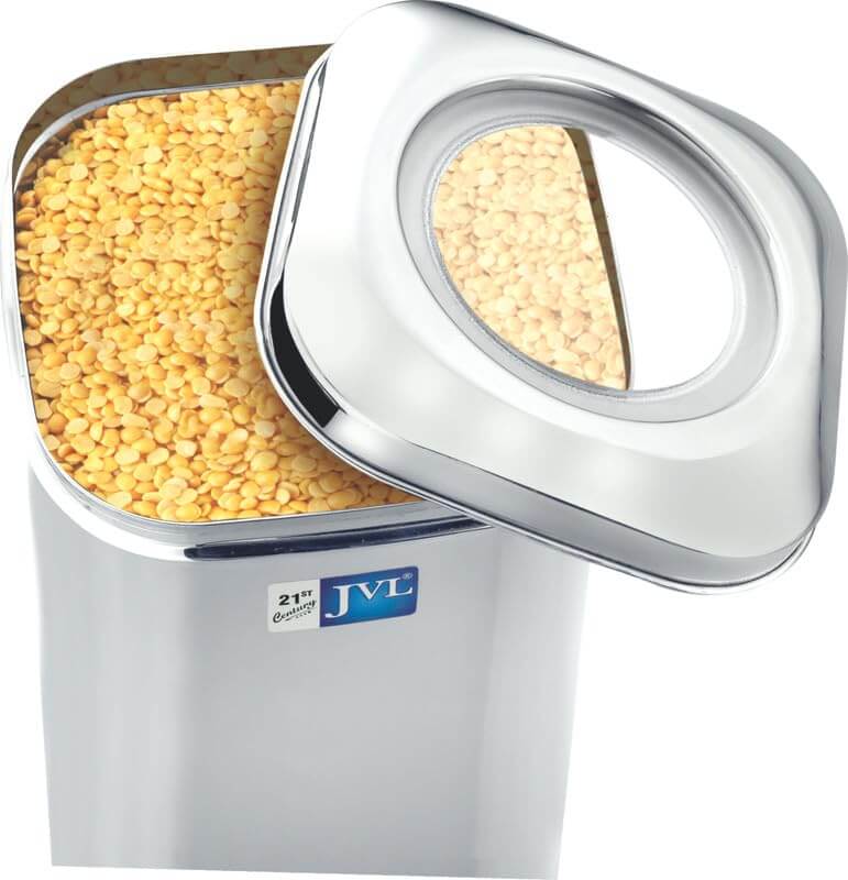 JVL Square Tin with Transparent Lid | Premium Dry Storage Box for Kitchen