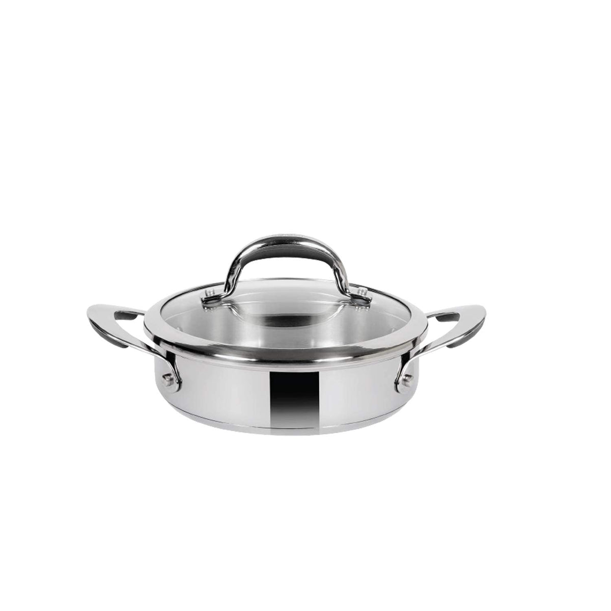 Meyer Select Nickel-Free Stainless Steel Sauteuse with Glass Lid | Triply Base Steel Pan | Gas & Induction Compatible | Dishwasher Safe