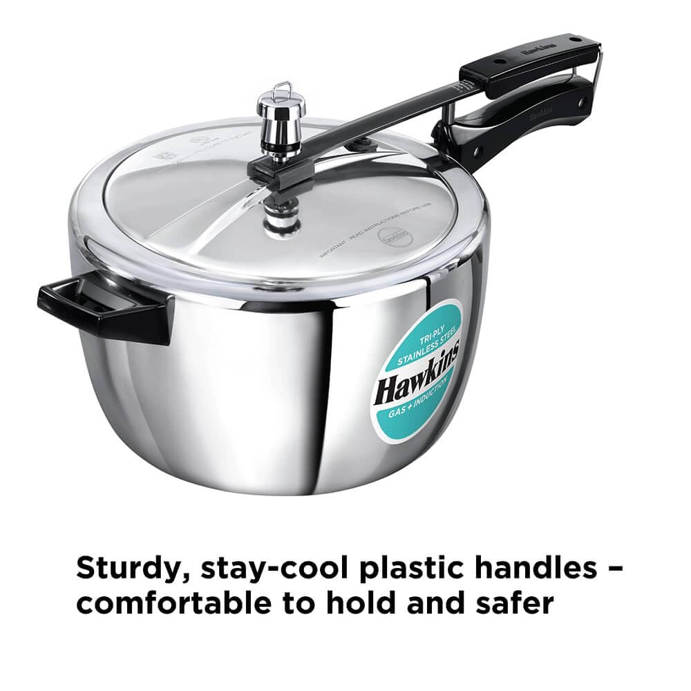 Hawkins Triply Stainless Steel Pressure Cooker - Inner Lid, Induction Compatible with 3mm Extra-Thick Base