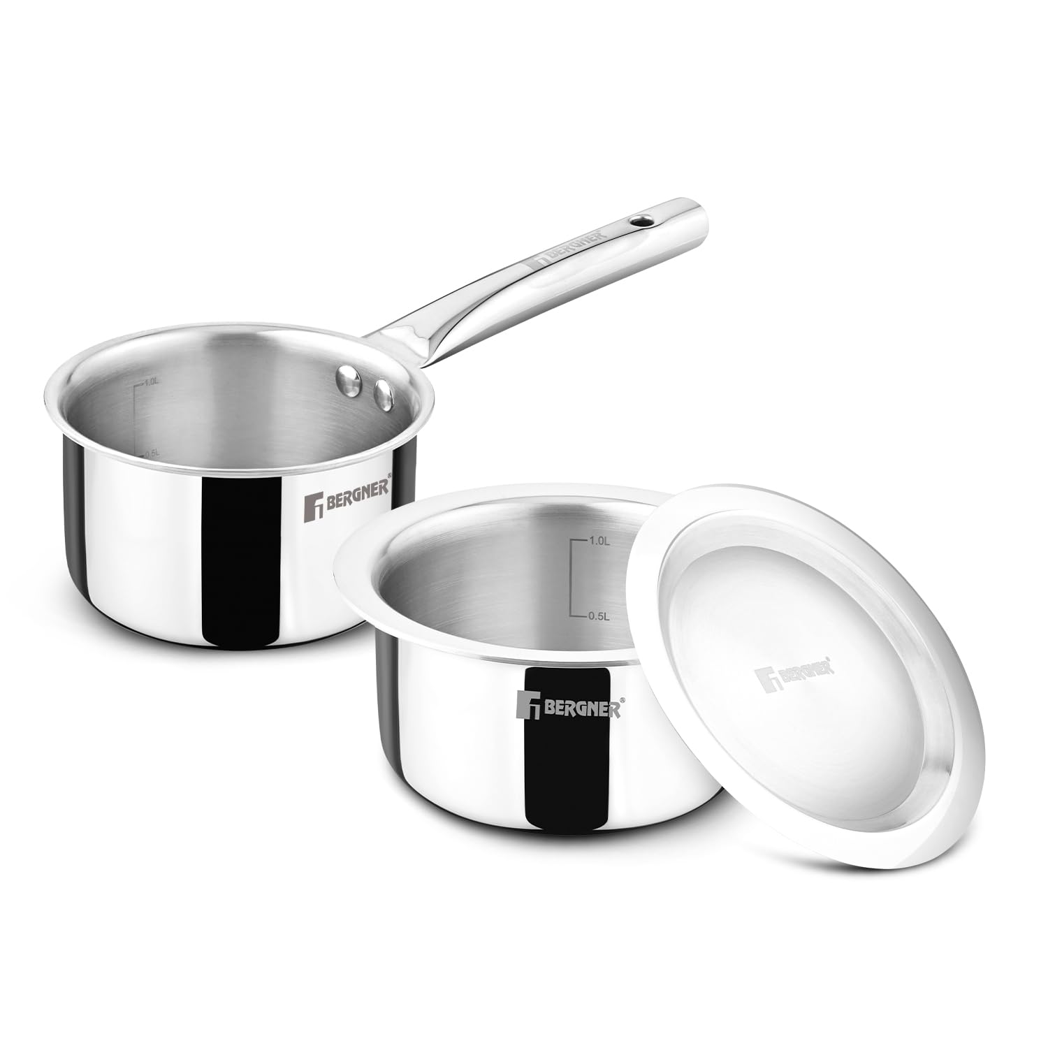 Bergner Tripro 3pc stainless steel cookware set with tope and teapan