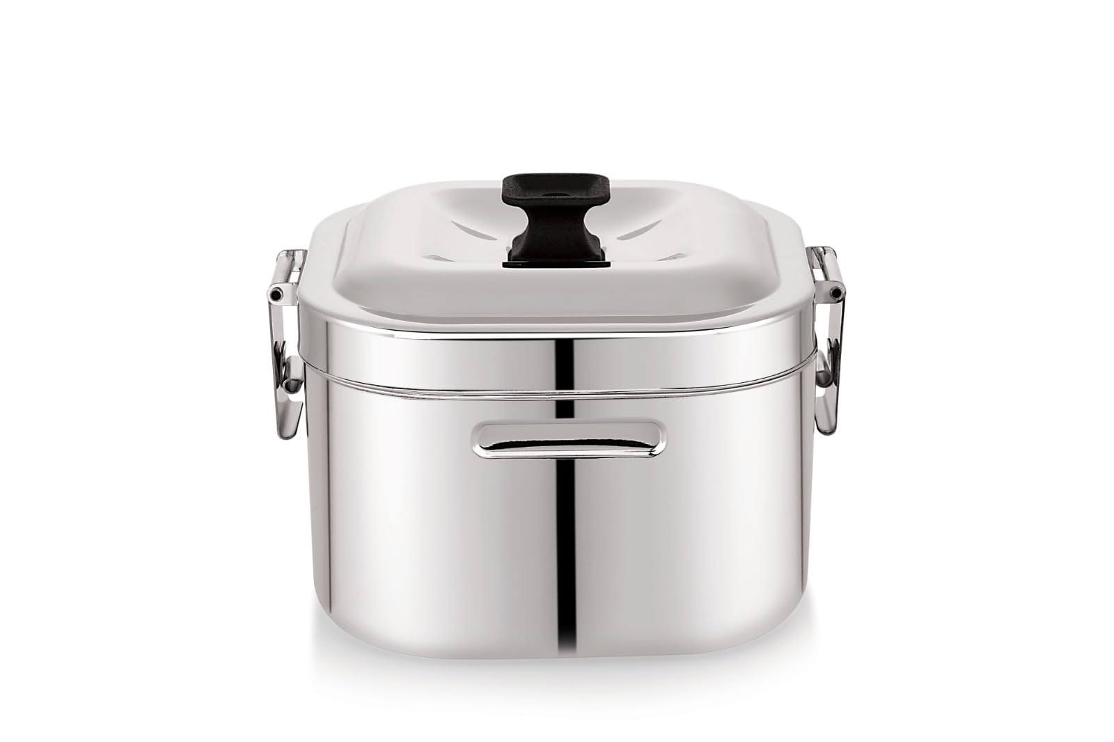 Coconut Cube stainless steel insulated hot pot in silver with square design