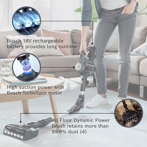 Bosch Unlimited 7 Cordless Vacuum Cleaner with Rechargeable 3.0 Ah Battery and FlexTube, LED Lighting, 10-Year Motor Warranty, in Graphite