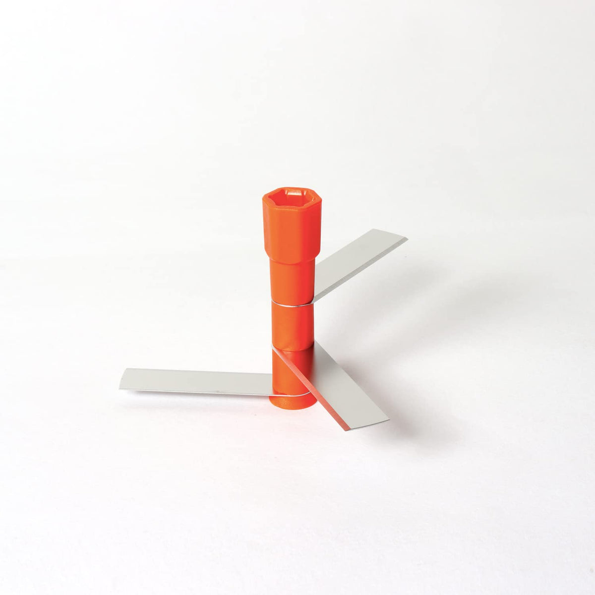 Meyer 2 Speed Vegetable Chopper features sharp stainless steel blades and an orange handle for easy kitchen use.