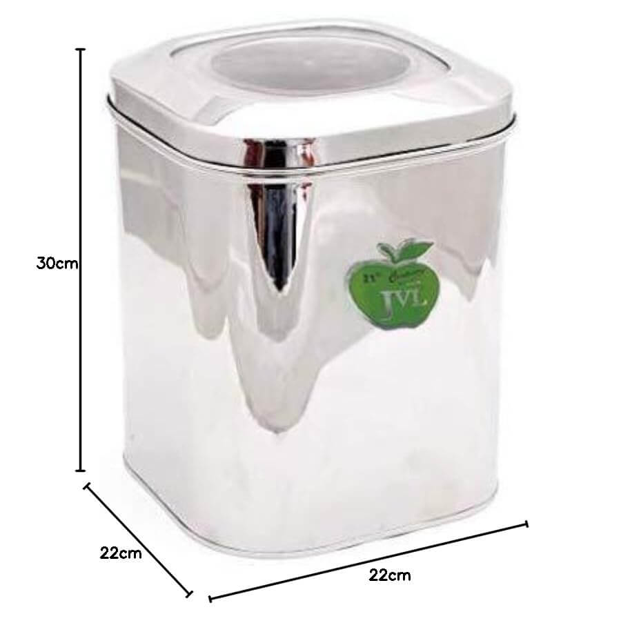 JVL Square Tin with Transparent Lid | Premium Dry Storage Box for Kitchen