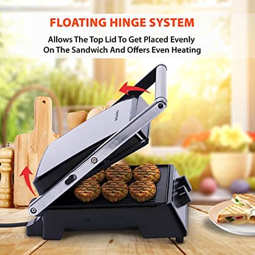 Professional-grade AGARO sandwich maker with oil drip tray and cool-touch handle