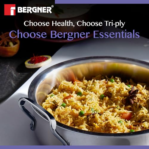 Bergner Essentials TriPly Biryani Handi with Lid, Induction & Gas Compatible