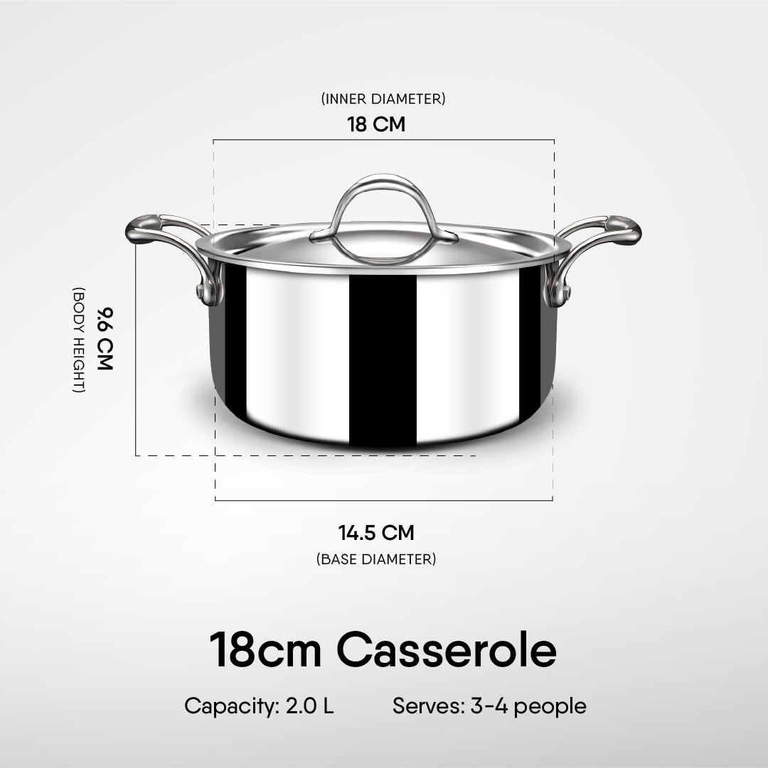 Stahl Artisan Stainless Steel Triply Casserole / Sauce Pot