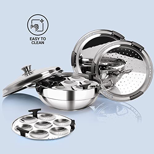 Milton Pro Cook Stainless Steel Multi-Kadhai with Lid, 26 cm
