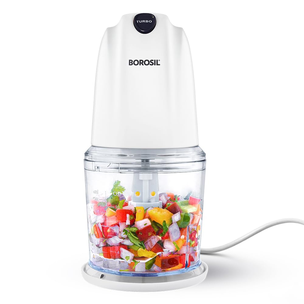 Borosil Chef Delite 260W Electric Chopper - Turbo Speed, Stainless Steel Blades