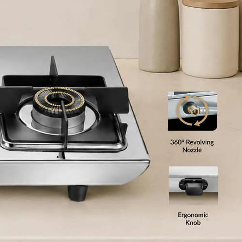 Prestige Valora stainless steel gas stove high speed jumbo burner with blue flame and anti-skid legs