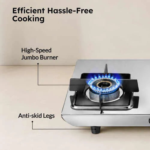 Prestige Valora 3 burner gas stove 360 degree revolving nozzle and ergonomic knob close up
