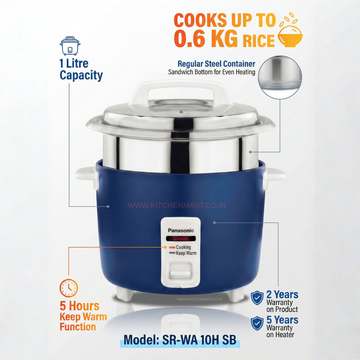 Panasonic SR-WA10H (SB) Automatic Rice Cooker - Sandwich Bottom Stainl