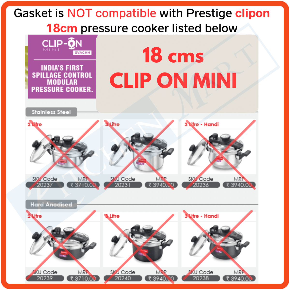 Prestige Gasket Replacement Seal Ring for 22cm Clipon Pressure Cookers