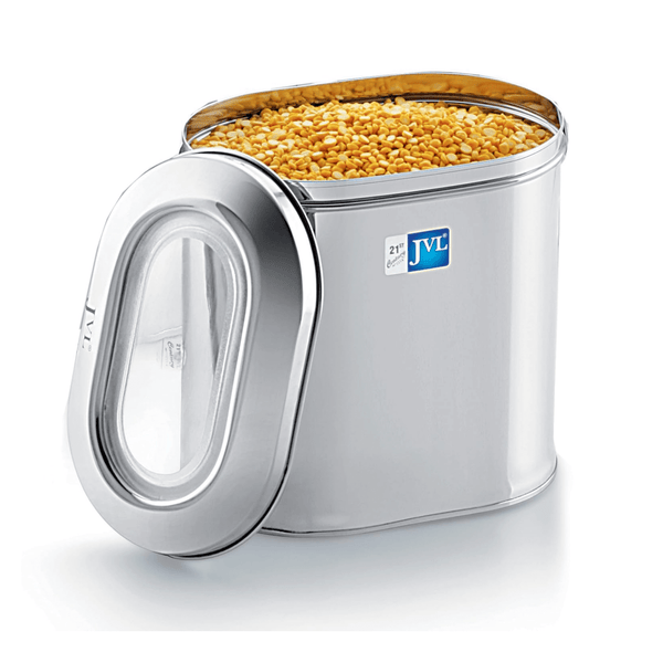 JVL Stainless Steel Capsule Tin Food Storage Container with See-Through Lid