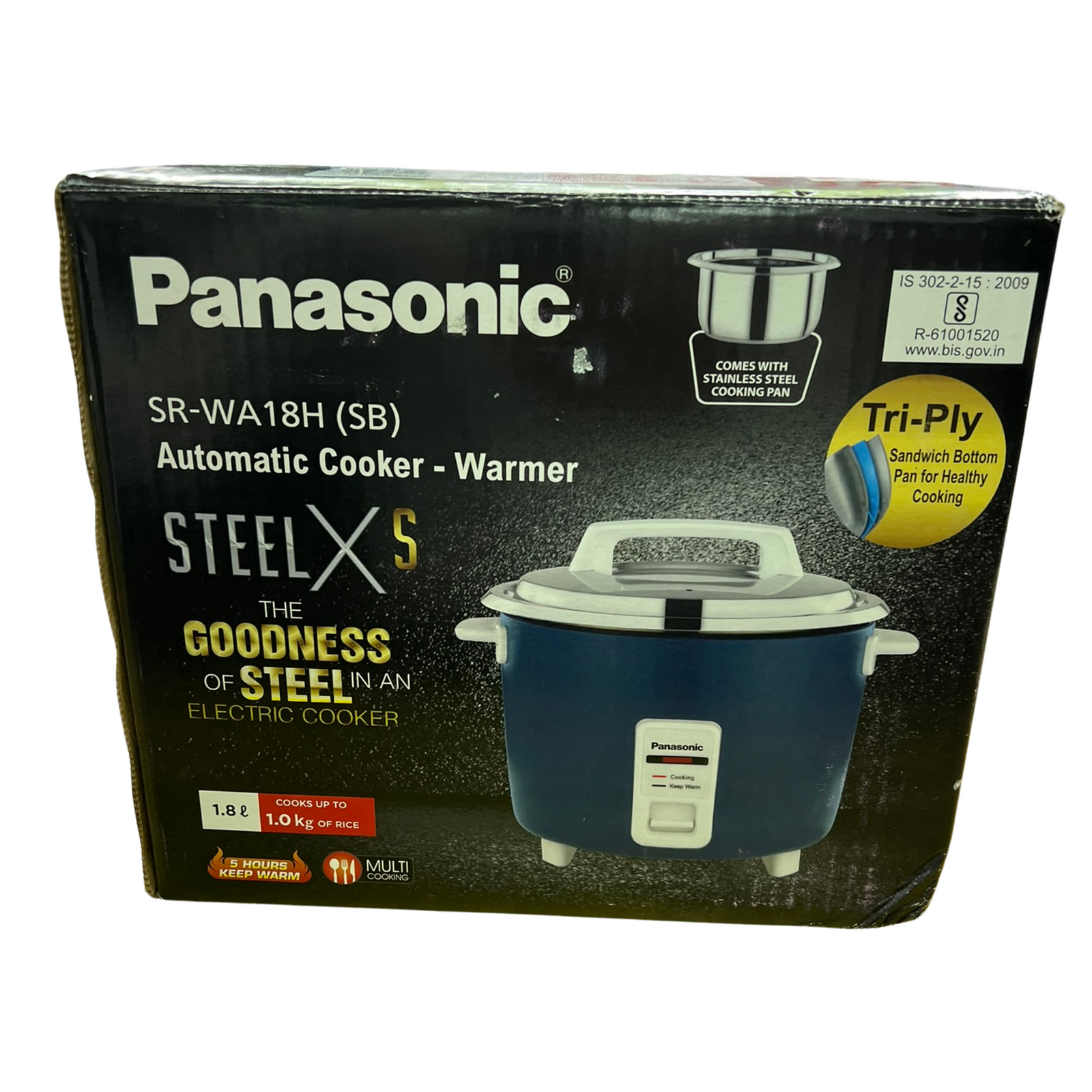 Panasonic SR-WA18H (SB) Automatic Rice Cooker - Sandwich Bottom Stainless Steel Inner Pot