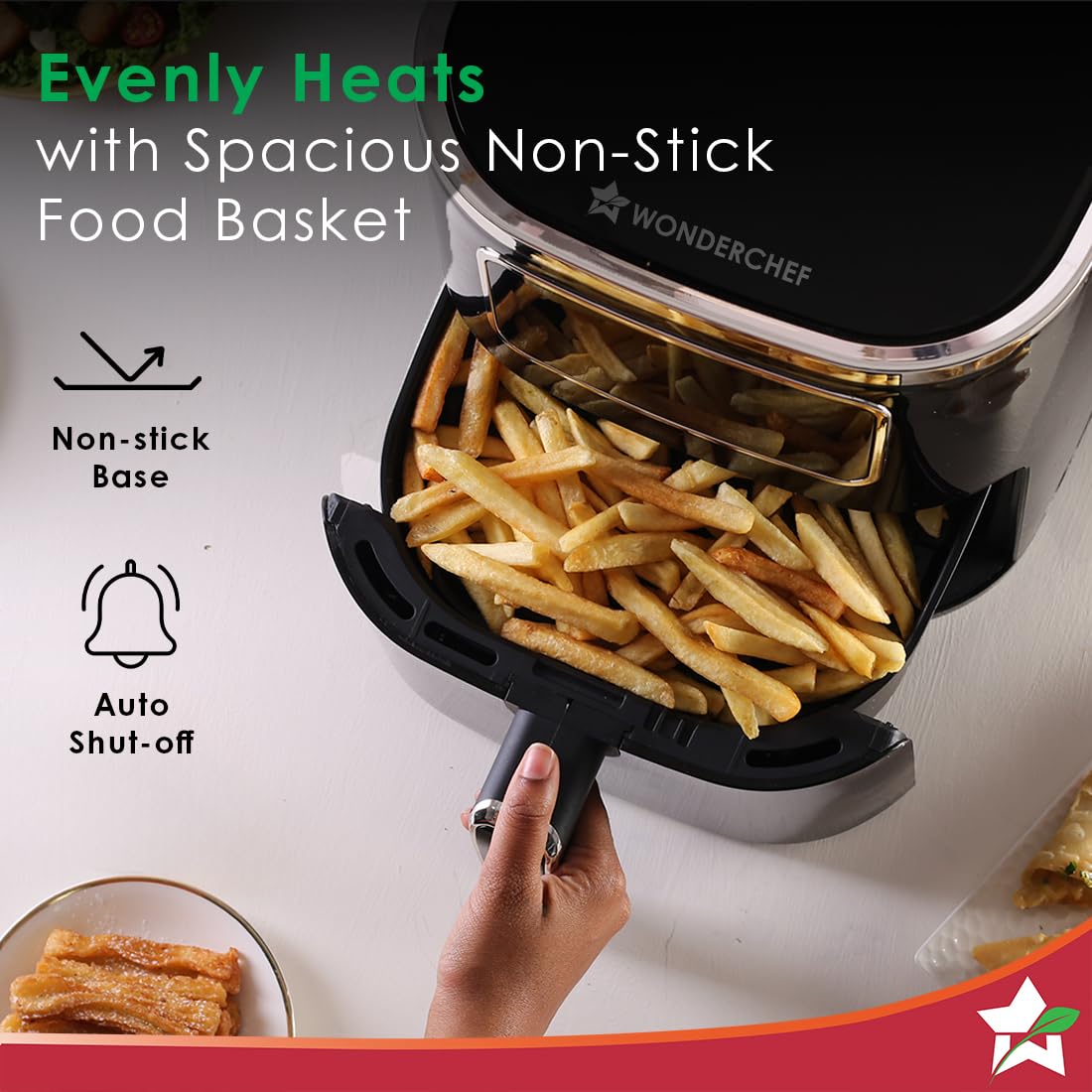 Wonderchef Platinum Digital Air Fryer - 5L, Rapid Air Technology, Chrome Finish