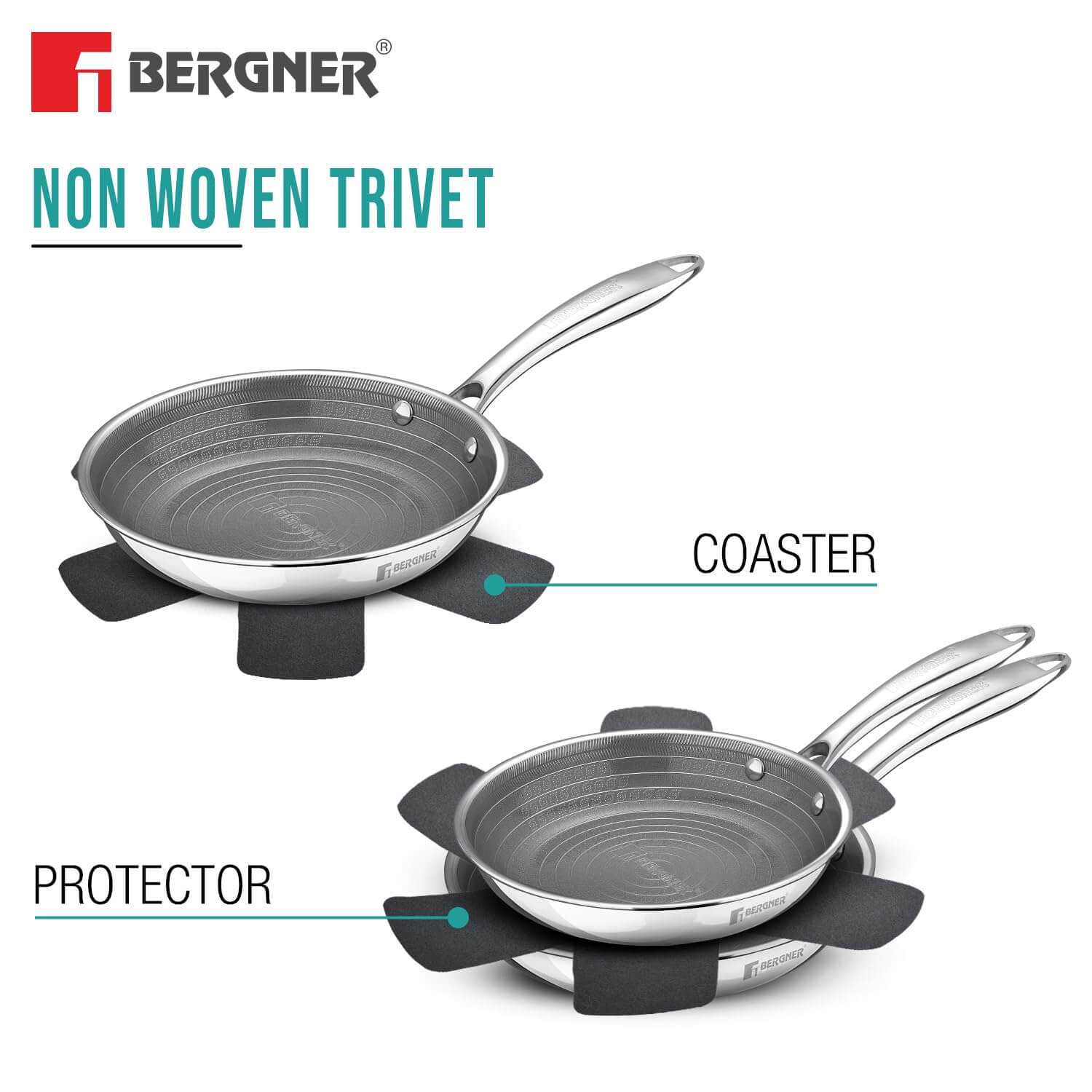 BERGNER Triply Construction Tawa with protective pan guard and induction-compatible base
