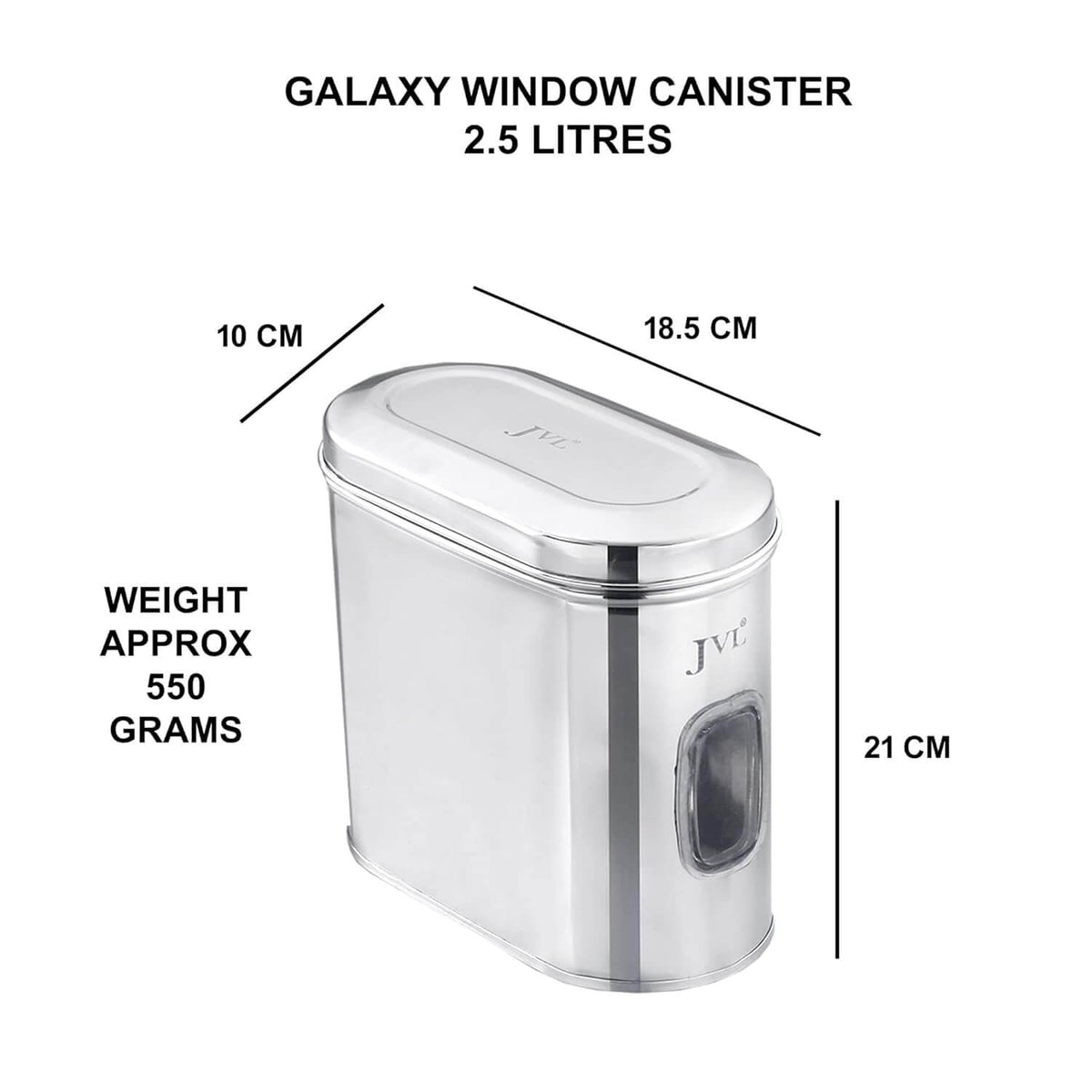 JVL Stainless Steel Kitchen Galaxy Window Storage Canister – Capsule Shape