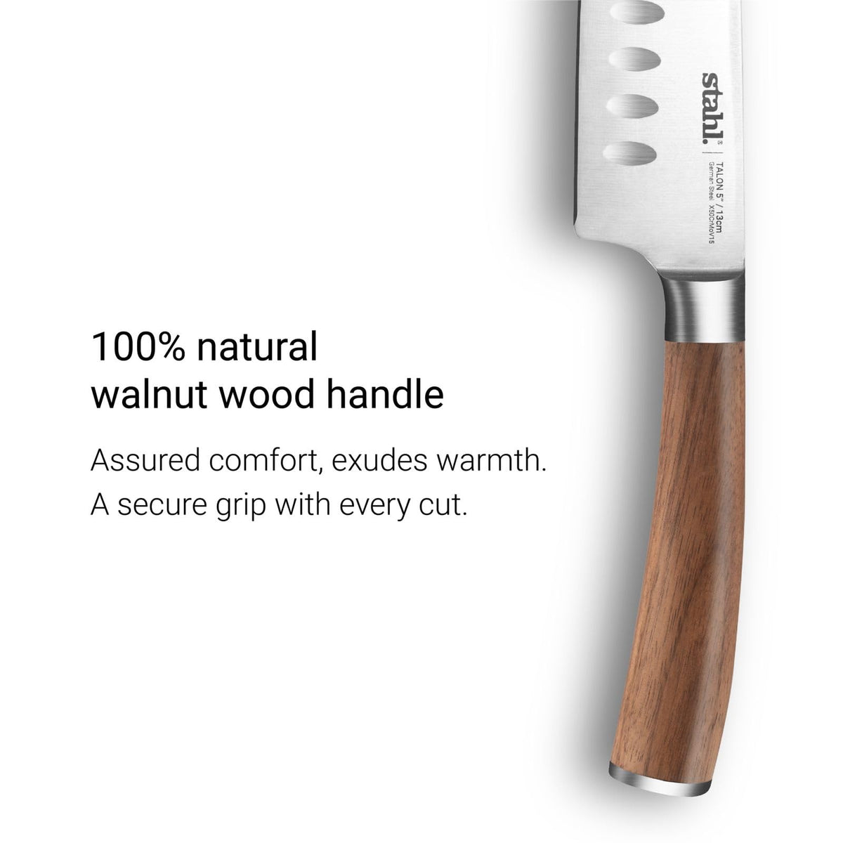 Stahl Talon Series Santoku Knife, Walnutwood Handle, 5 Inches / 13 cm