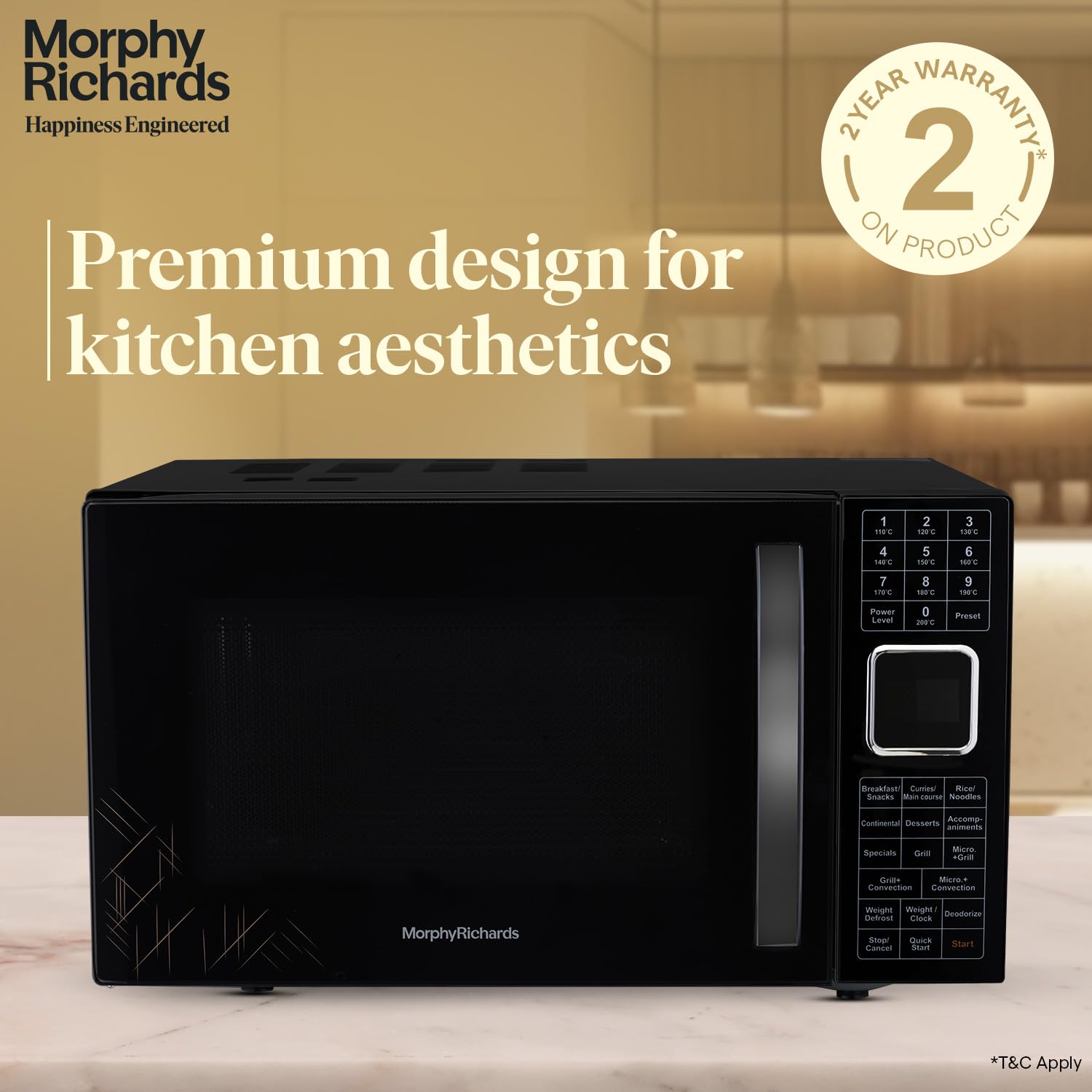 Morphy Richards 27 L Convection Microwave Oven with 200 Auto-Cook Menus, Stainless Steel Cavity, Deodorizer (27CGF, Black)