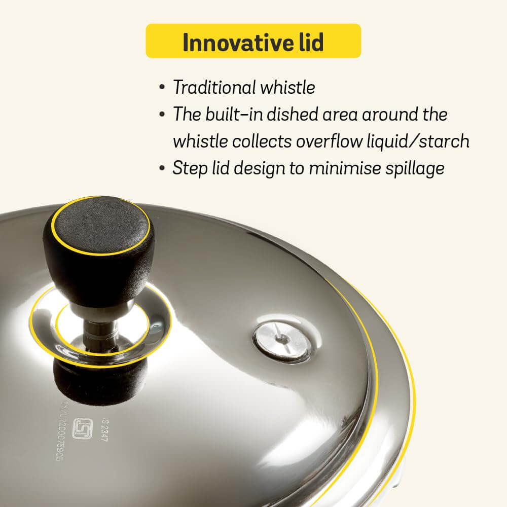 Meyer Presta Triply Pressure Cooker - Outer Lid Gas & Induction Compatible ISI Certified 5-Year Warranty