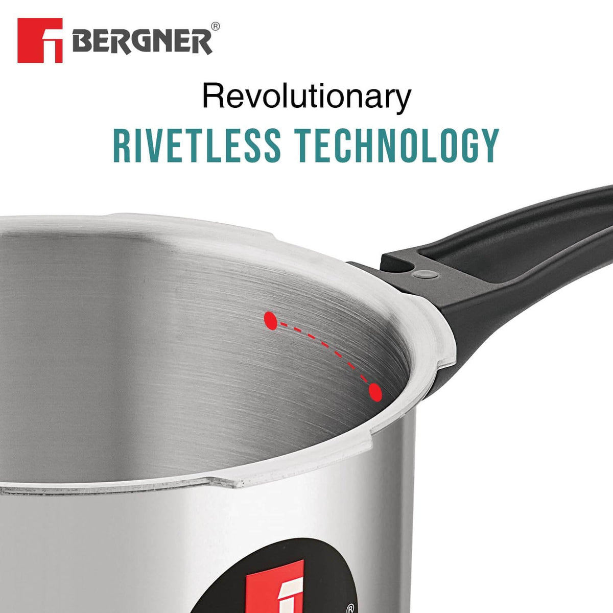 Bergner Trimax cookware set displaying both pressure cookers with common lid design