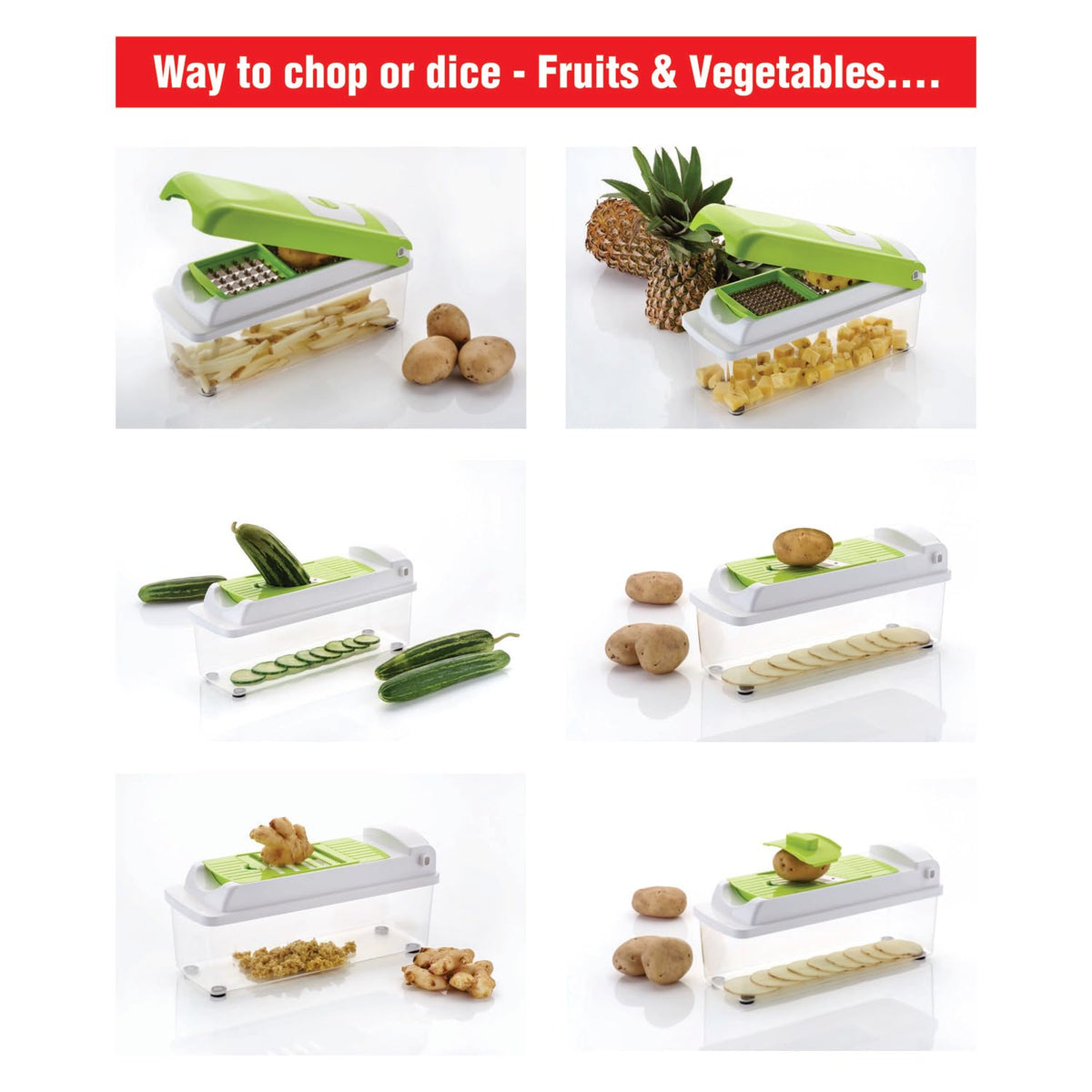 Anjali SC30 12-in-1 dicer slicer cutting cucumber and tomato for kachumber salad