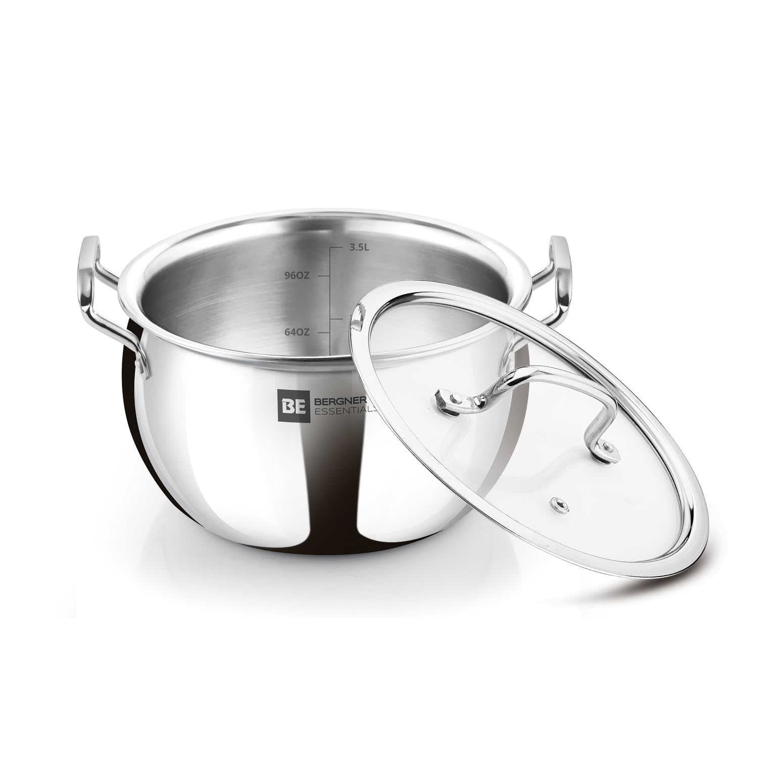 Bergner Essentials Tri-Ply Stainless Steel Rice Handi with Lid, Small, Induction & Gas Ready, 5-Year Warranty