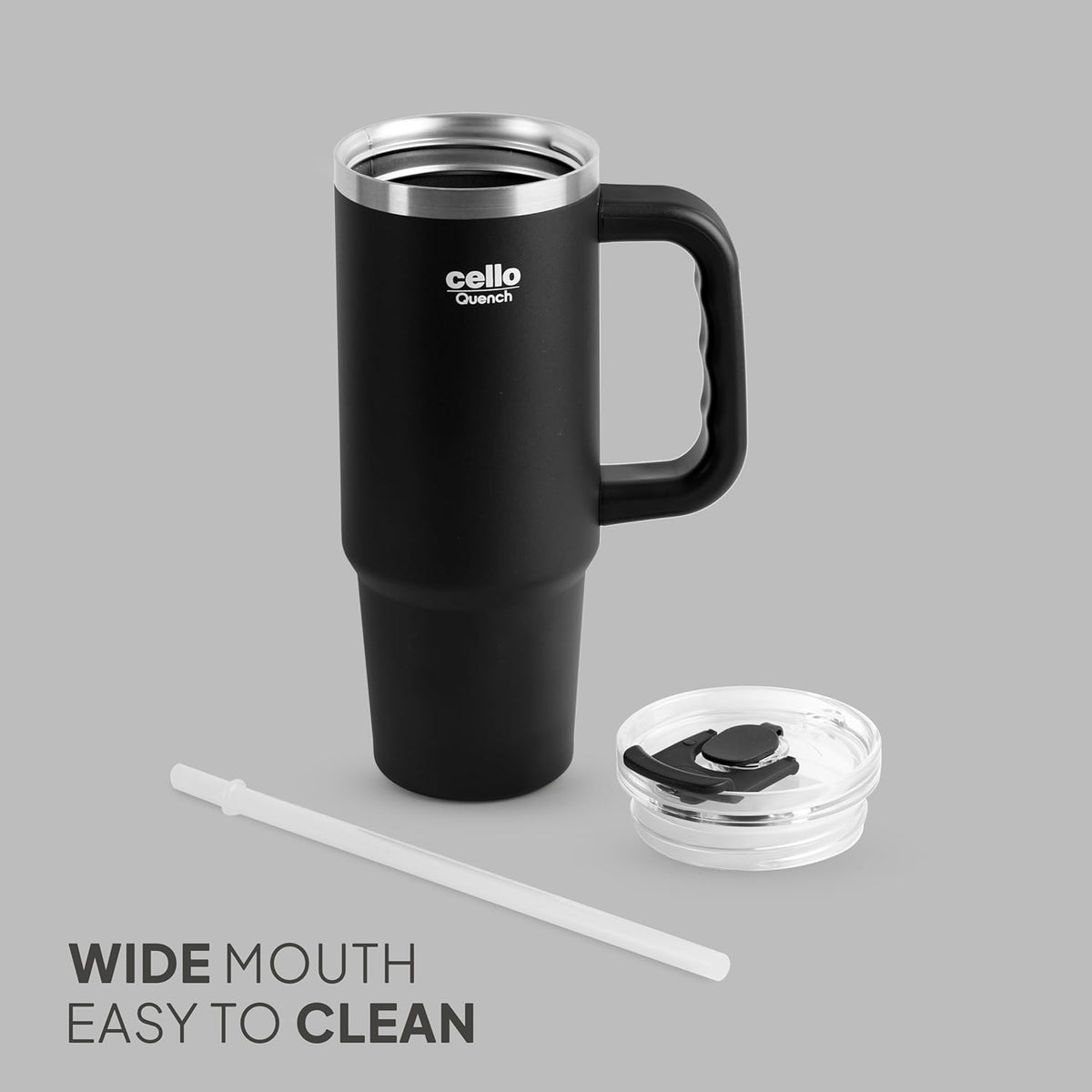 Cello Quench Insulated Stainless Steel Tumbler 550ml with Straw & Handle