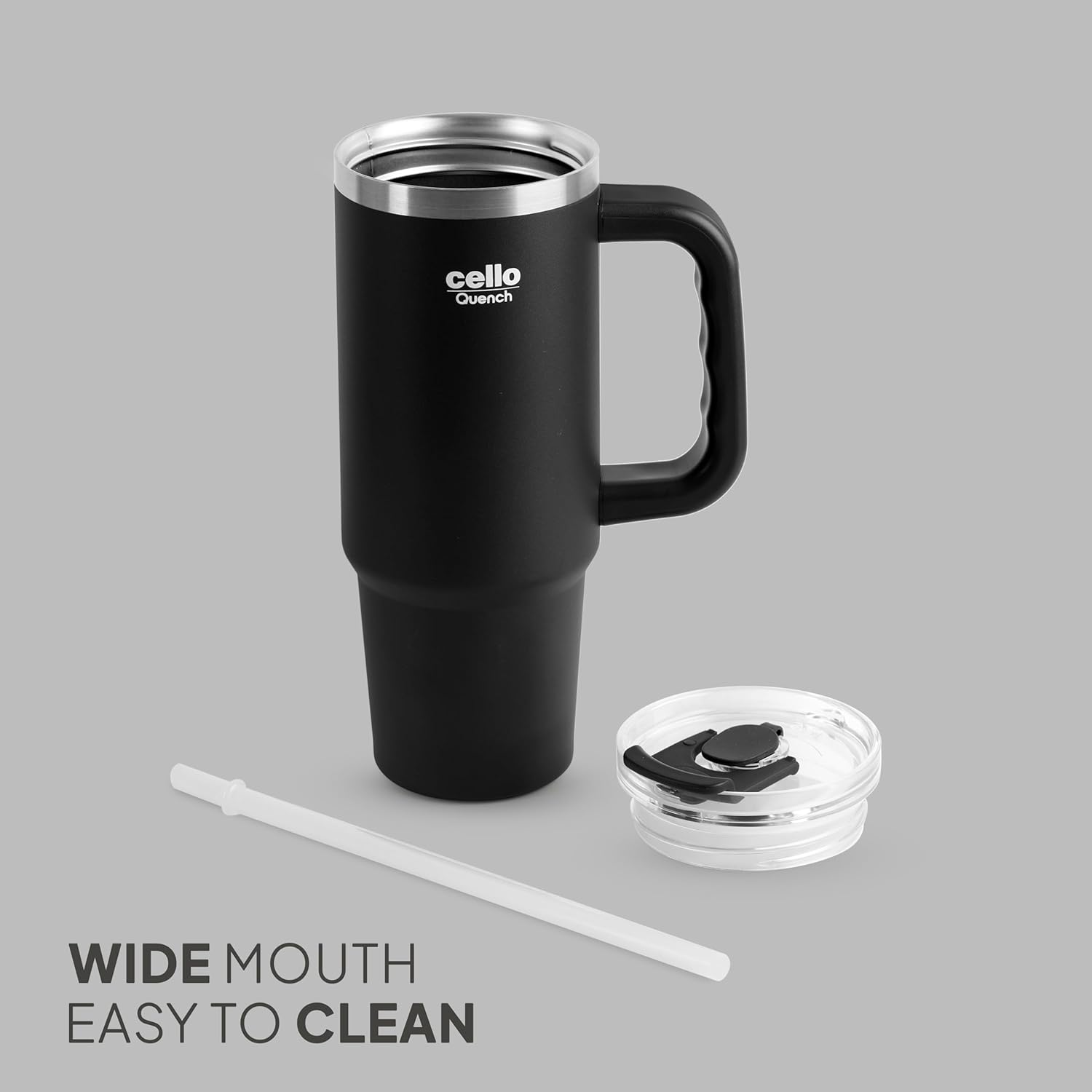 Cello Quench Insulated Stainless Steel Tumbler 550ml with Straw & Handle