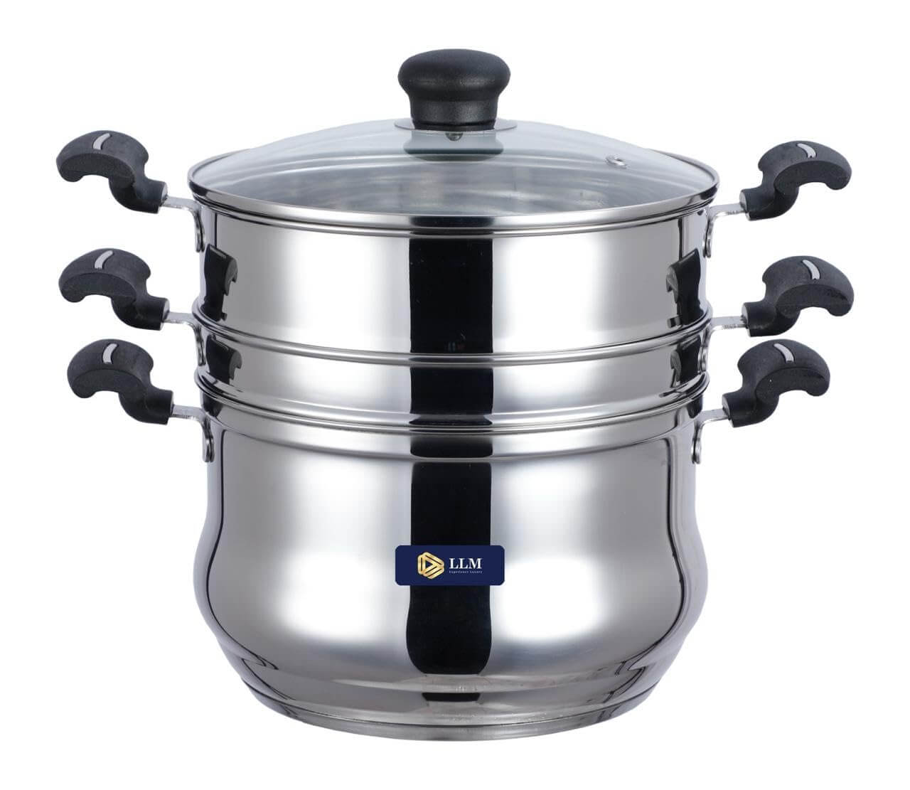 LLM Stainless Steel 5-in-1 Multi-Purpose Steamer with Idly Plates, Steamer Bowl & Strainer Bowl | Induction & Standard Idli Maker (4 Plates)