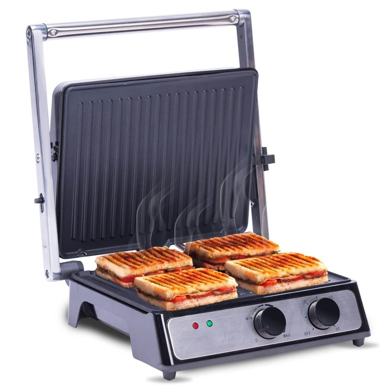 AGARO Grand 2000W Super Jumbo Sandwich Maker with non-stick plates and timer controls