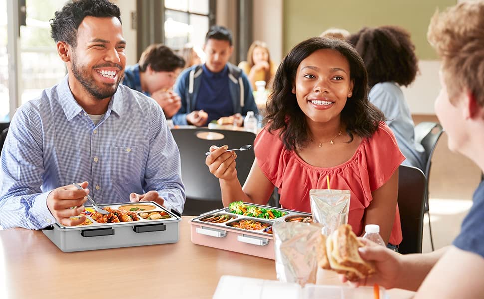 Lunch Box Compartment Stainless Steel with Spoon, for School, Lunch Box for Kids, Lunch Box for School & Office with a Fork, a Spoon and a Pair of Chopsticks
