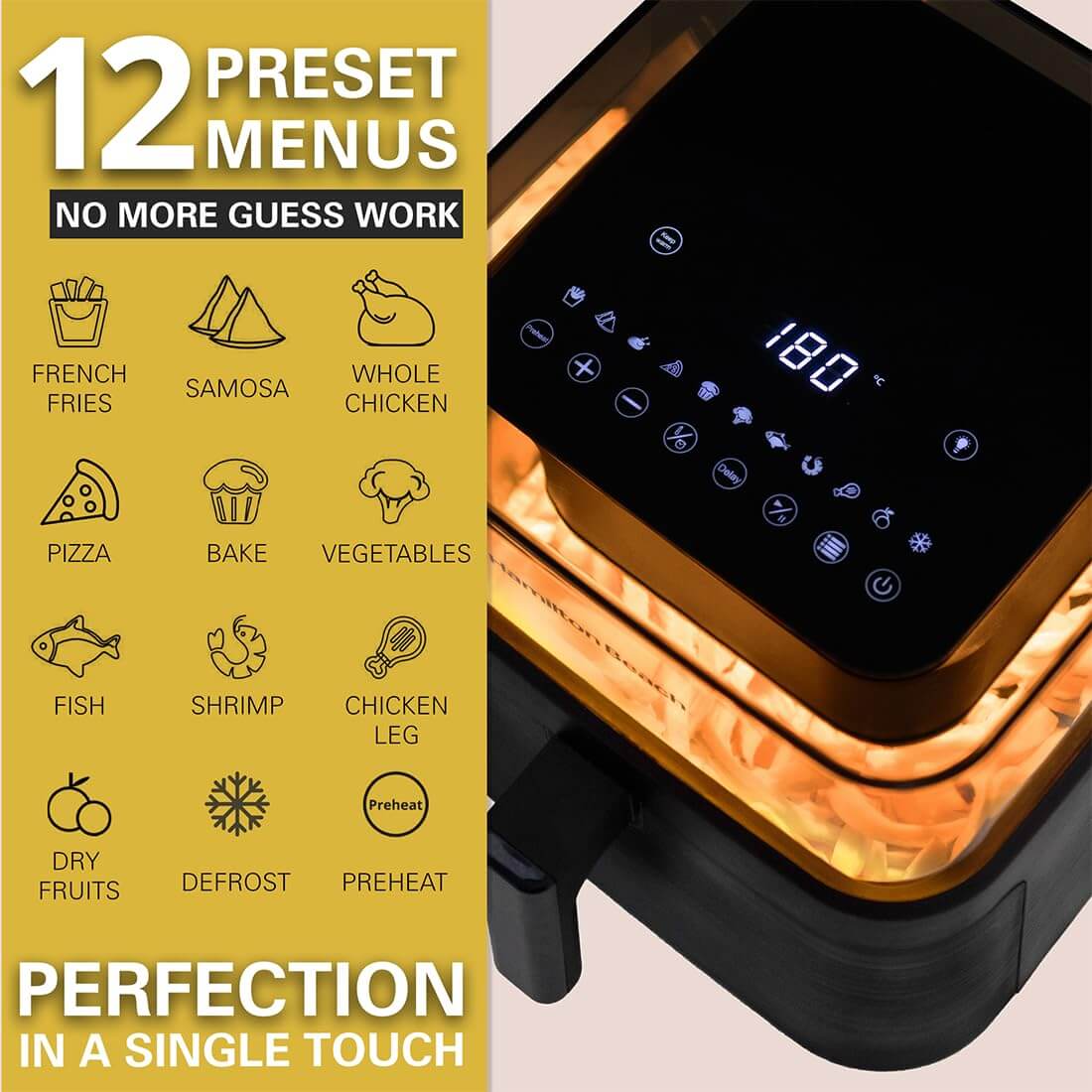 Hamilton Beach Digital Air Fryer 7.2L, 1700W, 360° View, 12 Presets, Touch Controls