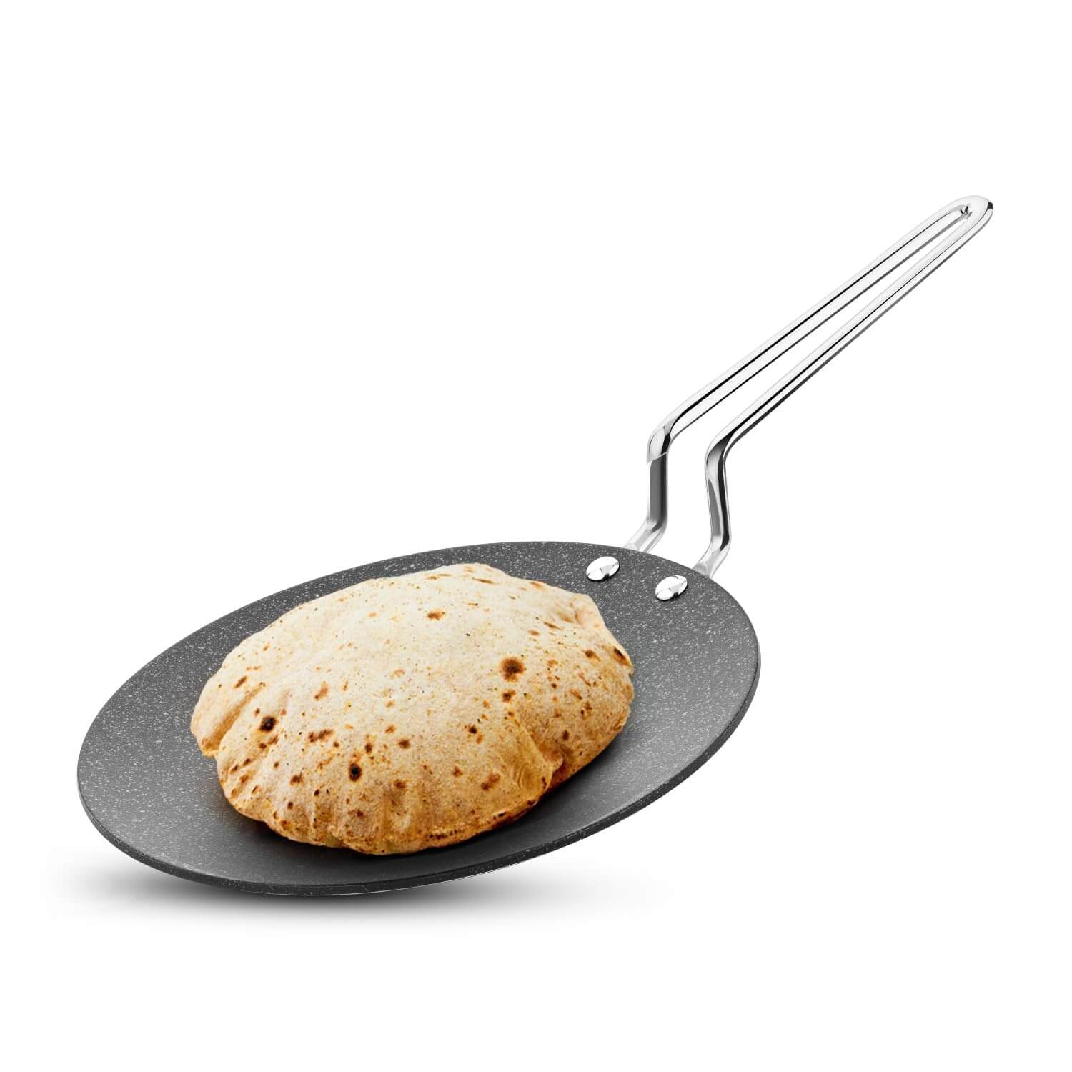 Bergner Argent Samsara 26cm Triply Steel Roti Tawa with premium non-stick coating on white background
