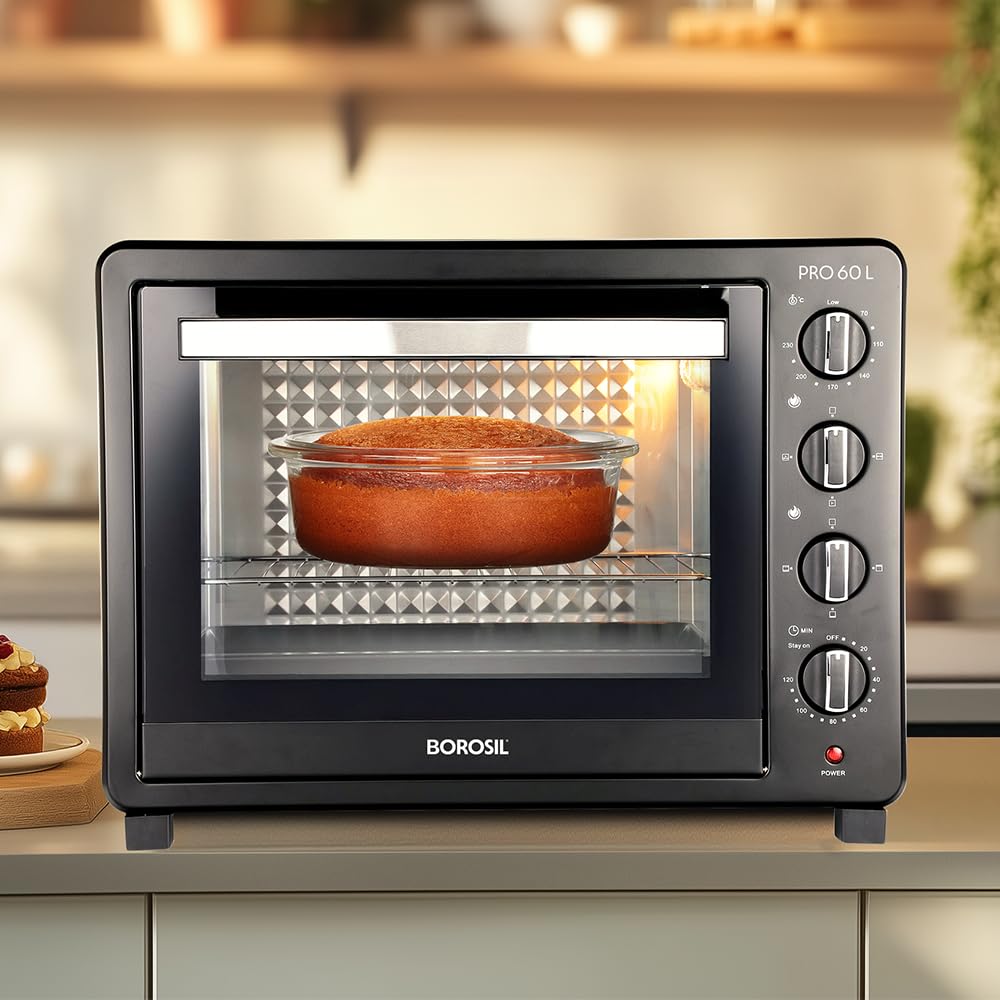 Borosil 60L Pro Convection OTG with rotisserie function and black finish