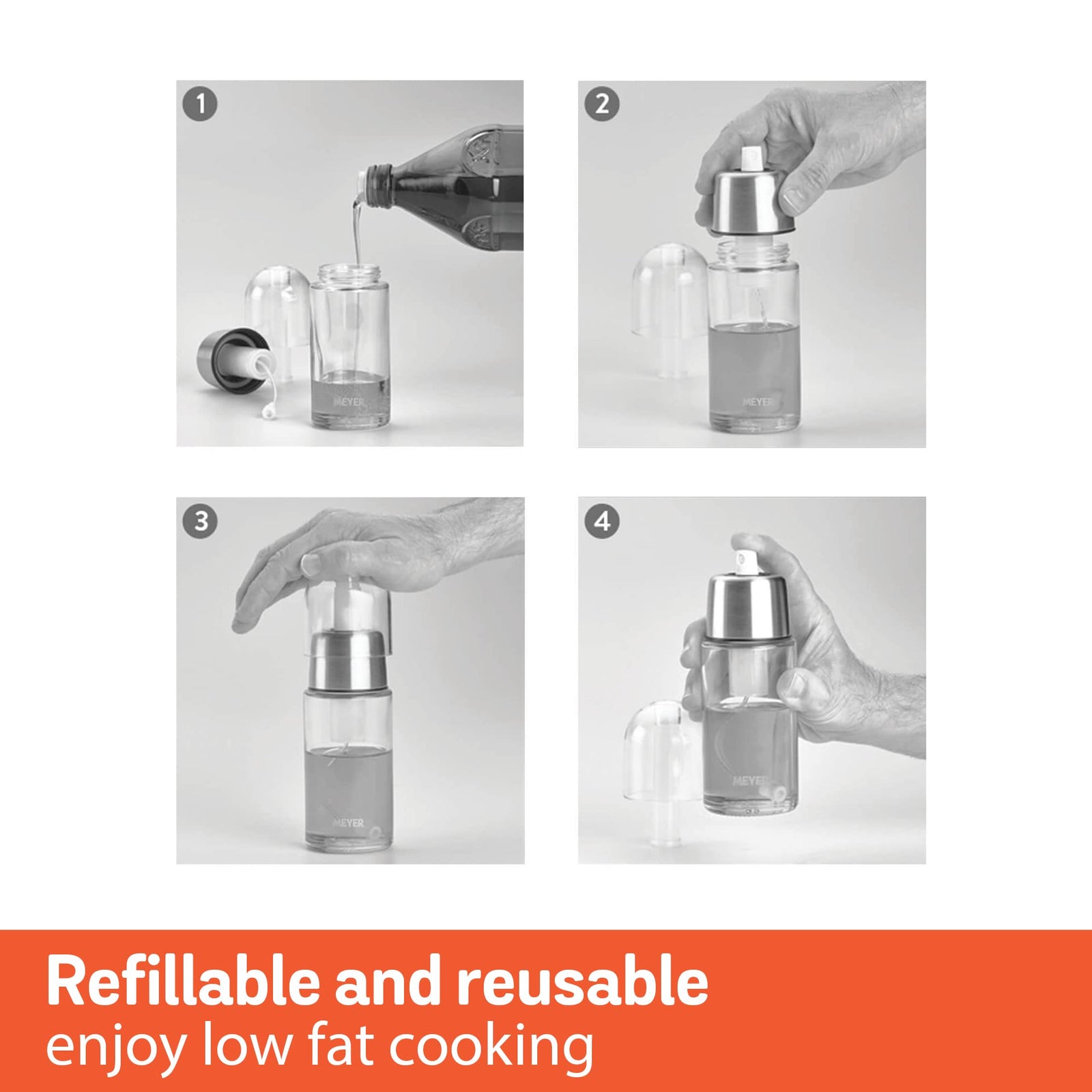 Meyer Kitchen Hacks Oil Mister / Oil Sprayer, 170ml – Refillable, Toxin-Free Oil Dispenser for Healthy Cooking