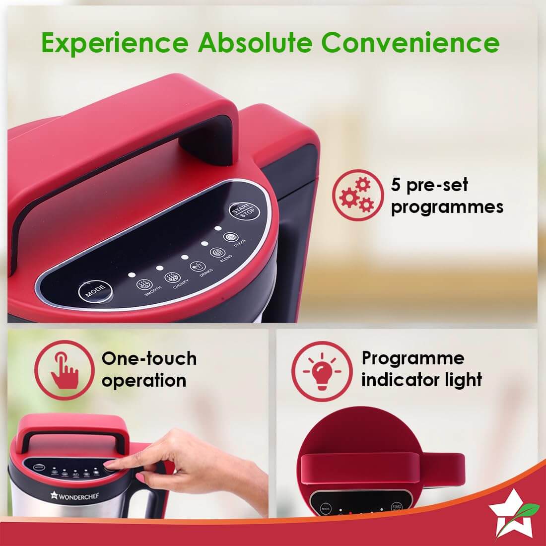 Wonderchef Neo Automatic Soup Maker | 1.6L | 900W Heater | 5 Pre-set Functions