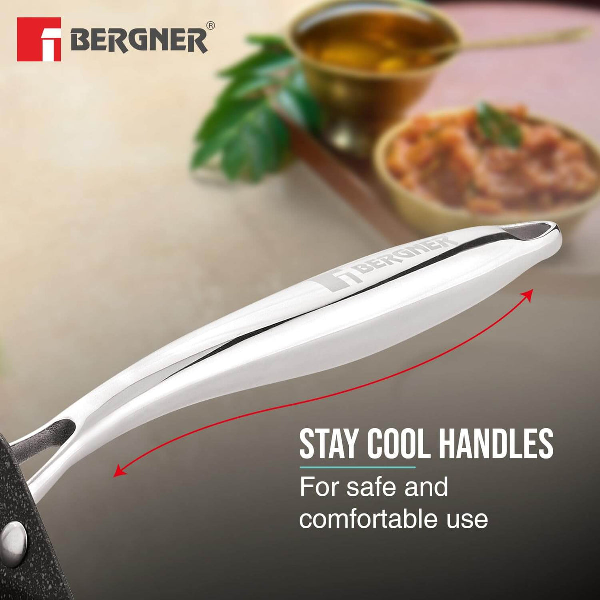 Premium Stainless Steel Square Tawa from BERGNER's Argent Samsara Collection